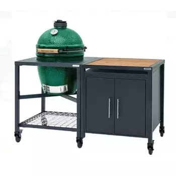 Керамический гриль Big Green Egg L на модульной подставке в комбинации со шкафом зеленый 46см