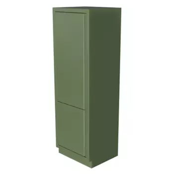 Колонна встраиваемого 2-х секционного холодильника с фасадами зеленая