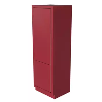 Колонна встраиваемого 2-х секционного холодильника с фасадами красная