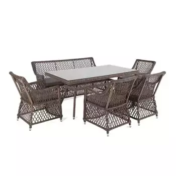 Обеденная группа 4SiS Катания на 6 персон коричневый