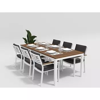 Обеденная группа Gardenini Bella белый антрацит L со стульями Bella