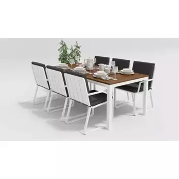 Обеденная группа Gardenini Bella белый антрацит L со стульями Voglie
