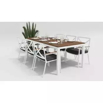 Обеденная группа Gardenini Bella белый антрацит L со стульями Calma