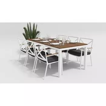 Обеденная группа Gardenini Bella белый антрацит XL со стульями Calma