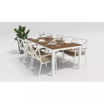 Обеденная группа Gardenini Bella белый бежевая L со стульями Calma