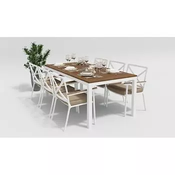 Обеденная группа Gardenini Bella белый бежевая XL со стульями Calma