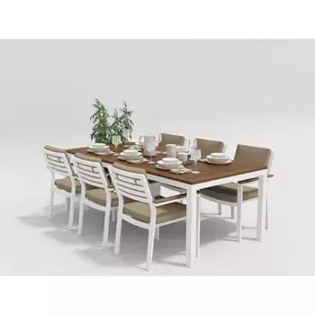 Обеденная группа Gardenini Bella белый бежевый L со стульями Bella