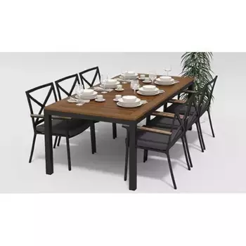 Обеденная группа Gardenini Bella карбон антрацит L со стульями Calma