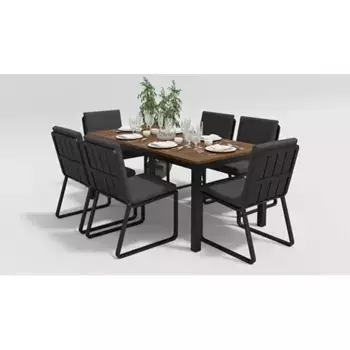 Обеденная группа Gardenini Bella карбон антрацит M со стульями Voglie