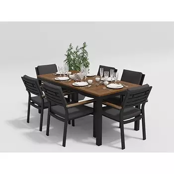 Обеденная группа Gardenini Bella карбон антрацит M со стульями Bella