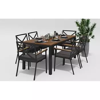 Обеденная группа Gardenini Bella карбон антрацит M со стульями Calma