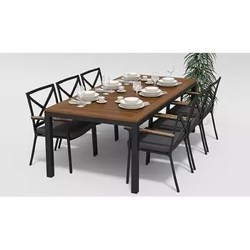 Обеденная группа Gardenini Bella карбон антрацит XL со стульями Calma