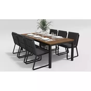 Обеденная группа Gardenini Bella карбон антрацит XL со стульями Voglie
