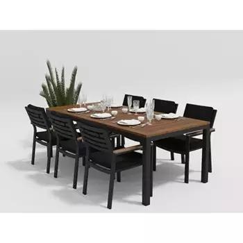 Обеденная группа Gardenini Bella карбон черная L со стульями Bella