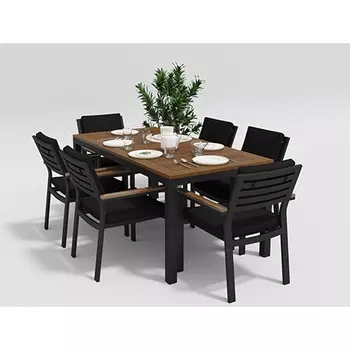 Обеденная группа Gardenini Bella карбон черная M со стульями Bella