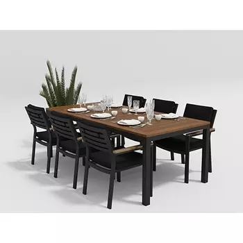 Обеденная группа Gardenini Bella карбон черная XL со стульями Bella