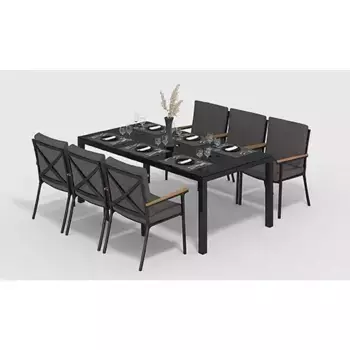 Обеденная группа Gardenini Calma антрацит L с подушками