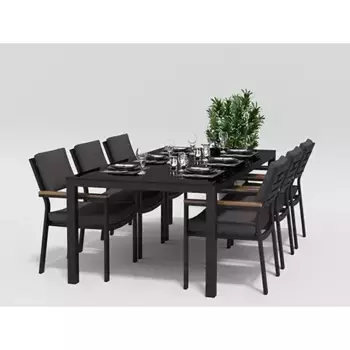 Обеденная группа Gardenini Calma антрацит L со стульями Bella
