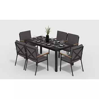 Обеденная группа Gardenini Calma антрацит M с подушками