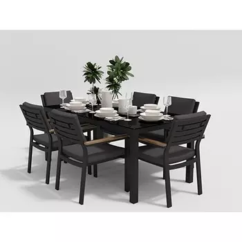 Обеденная группа Gardenini Calma антрацит M со стульями Bella