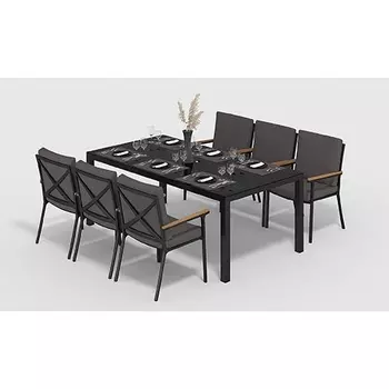 Обеденная группа Gardenini Calma антрацит XL с подушками