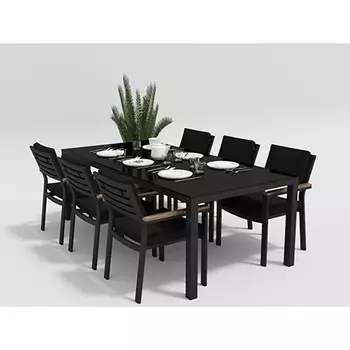 Обеденная группа Gardenini Calma черная XL со стульями Bella