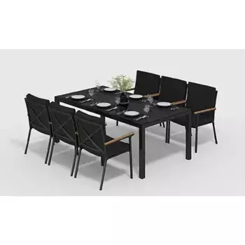 Обеденная группа Gardenini Calma черный L с подушками