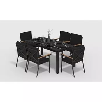 Обеденная группа Gardenini Calma черный M с подушками