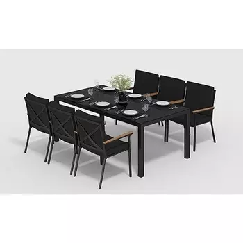 Обеденная группа Gardenini Calma черный XL с подушками