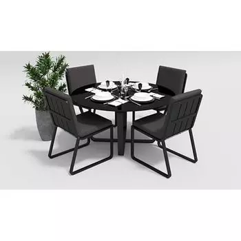 Обеденная группа Gardenini Primavera карбон антрацит без подлокотников