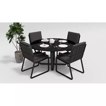 Обеденная группа Gardenini Primavera карбон антрацит с подлокотниками