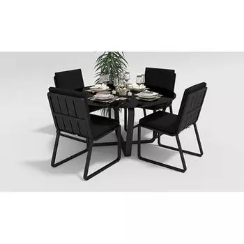 Обеденная группа Gardenini Primavera карбон черная без подлокотников