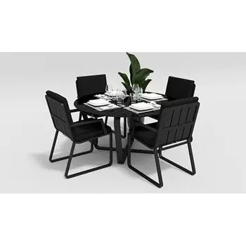 Обеденная группа Gardenini Primavera карбон черная с подлокотниками