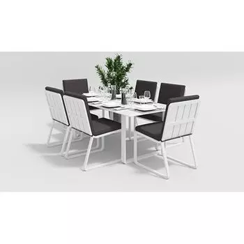 Обеденная группа Gardenini Voglie белый антрацит M без подлокотников