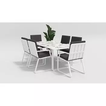 Обеденная группа Gardenini Voglie белый антрацит M с подлокотниками