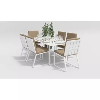 Обеденная группа Gardenini Voglie белый бежевая M без подлокотников