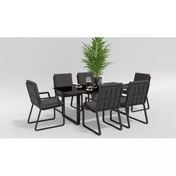 Обеденная группа Gardenini Voglie карбон антрацит M c подлокотниками