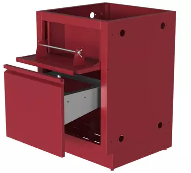 Тумба для мусора с держателем для бумажных полотенец красная