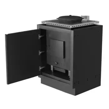 Тумба-основание печи встраиваемой под казан + Печь встраиваемая под казан чёрная