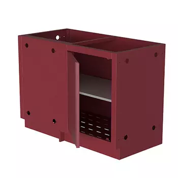 Тумба универсальная угловая с полкой и дверцей 1220 красная