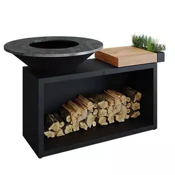 Угольный гриль Ofyr Island 100 с деревянным разделочным столом дровяной