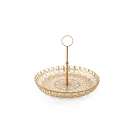 Блюдо для фруктов с ручкой IVV "Витамины" 32см (янтарный узор)