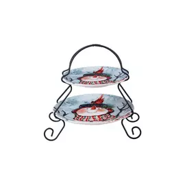 Блюдо двухъярусное Certified Int. "Снеговик" 18см, 23см