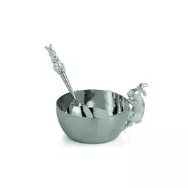 Чаша с ложкой Michael Aram "Зайчики" 11см (серебрист.)