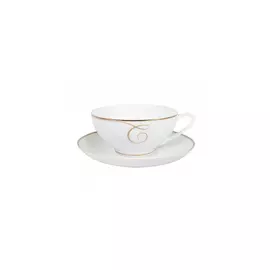 Чашка чайная с блюдцем "Золотые завитки" "Купольная"