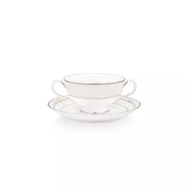 Чашка суповая с блюдцем Noritake "Монтвейл, платиновый кант" 210мл