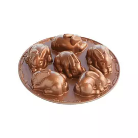 Форма для выпечки 6 кексов 3D Nordic Ware "Крольчата" 1,1л, литой алюминий