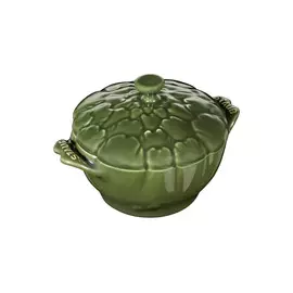 Кокот Staub "Артишок" 0,5л, d12,5см, керамика, тёмно-зелёный, для СВЧ (без крышки), духовки