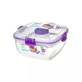 Контейнер для салата с разделителями и приборами 1,1л (цвета в ассортименте)