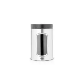 Контейнер для сыпучих продуктов с окном 1,4л (матовая сталь)
